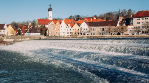 Landsberg am Lech in winter, at Bavaria Germany