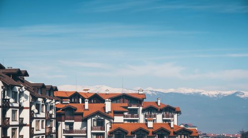 Mountain ski resort - nature and sky background